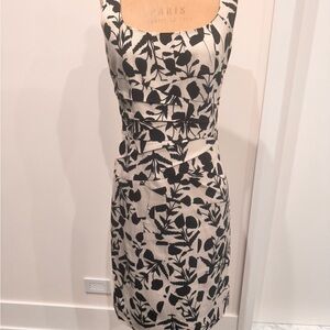 Oscar de la Renta Black and Cream Midi Dress